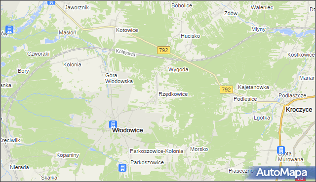 mapa Rzędkowice, Rzędkowice na mapie Targeo