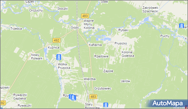 mapa Rzędowie, Rzędowie na mapie Targeo