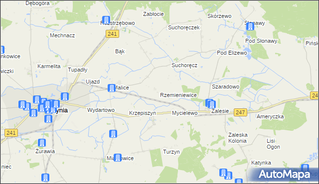 mapa Rzemieniewice gmina Kcynia, Rzemieniewice gmina Kcynia na mapie Targeo