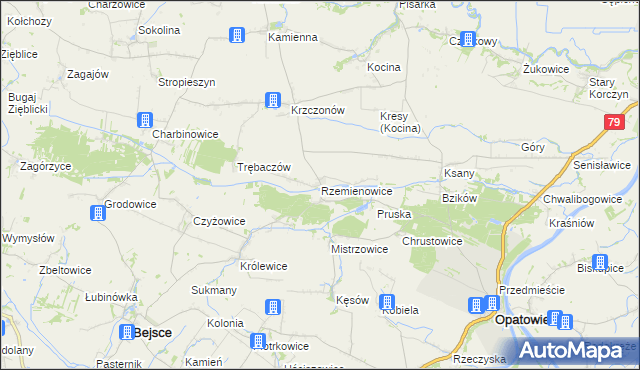 mapa Rzemienowice, Rzemienowice na mapie Targeo