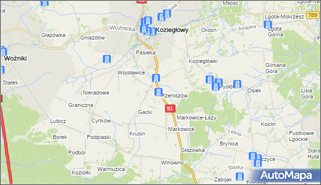 mapa Rzeniszów, Rzeniszów na mapie Targeo