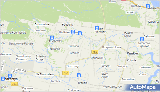 mapa Rzepinek gmina Pawłów, Rzepinek gmina Pawłów na mapie Targeo