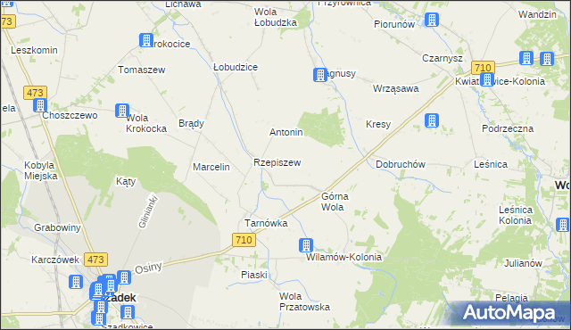 mapa Rzepiszew-Resztówka, Rzepiszew-Resztówka na mapie Targeo