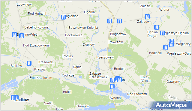 mapa Rzeszówek gmina Oksa, Rzeszówek gmina Oksa na mapie Targeo