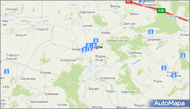 mapa Rzgów Drugi, Rzgów Drugi na mapie Targeo