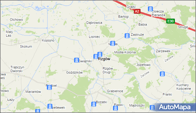 mapa Rzgów powiat koniński, Rzgów powiat koniński na mapie Targeo