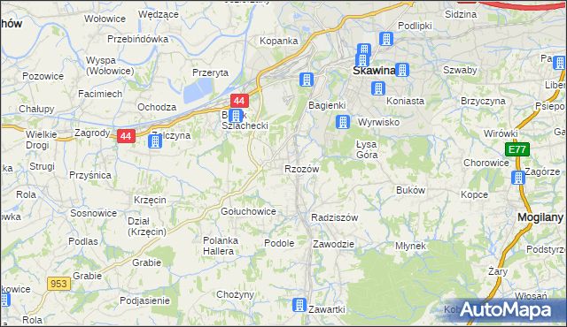 mapa Rzozów, Rzozów na mapie Targeo