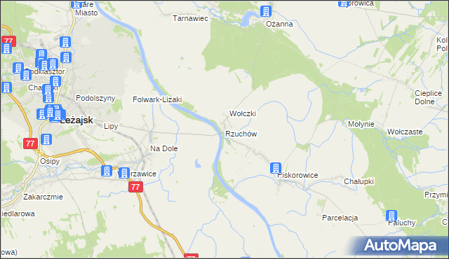 mapa Rzuchów gmina Leżajsk, Rzuchów gmina Leżajsk na mapie Targeo