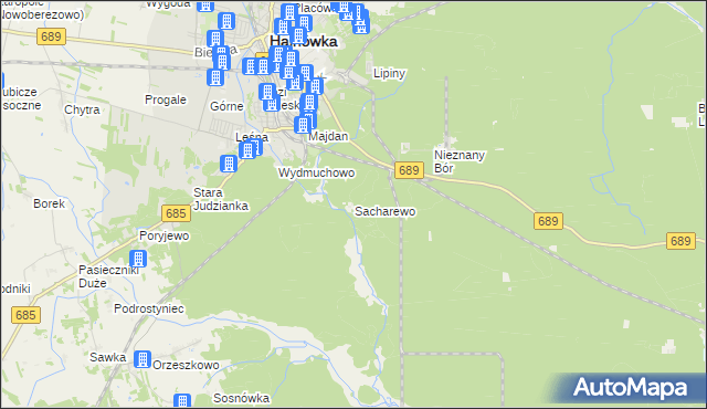 mapa Sacharewo, Sacharewo na mapie Targeo