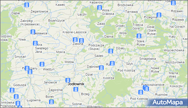 mapa Sadek gmina Jodłownik, Sadek gmina Jodłownik na mapie Targeo