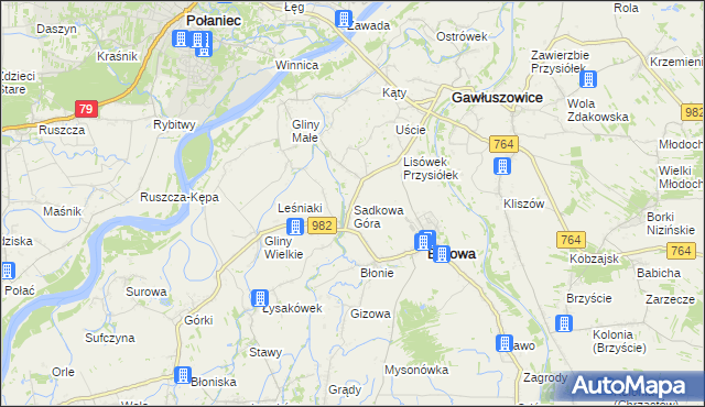 mapa Sadkowa Góra, Sadkowa Góra na mapie Targeo