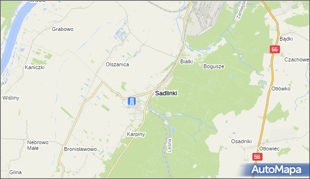 mapa Sadlinki, Sadlinki na mapie Targeo