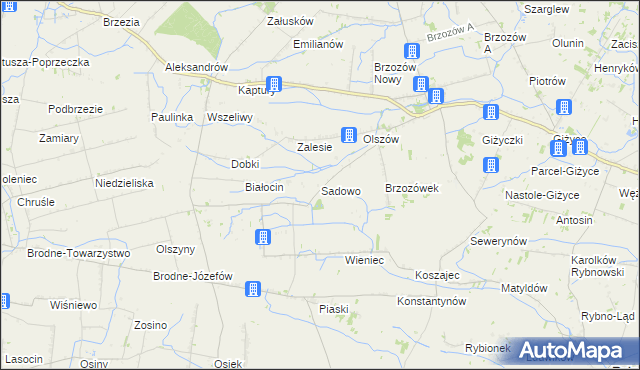 mapa Sadowo gmina Iłów, Sadowo gmina Iłów na mapie Targeo