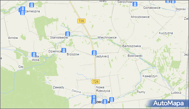 mapa Sadykierz gmina Rzeczyca, Sadykierz gmina Rzeczyca na mapie Targeo