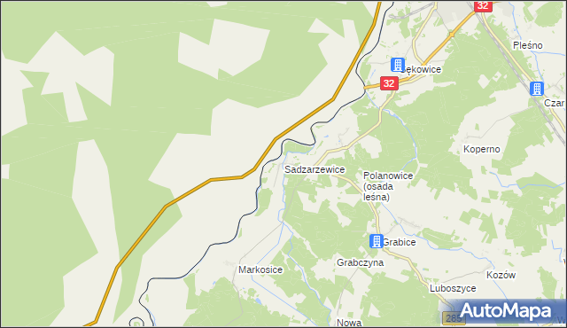 mapa Sadzarzewice, Sadzarzewice na mapie Targeo