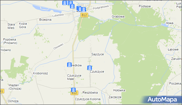 mapa Sajczyce, Sajczyce na mapie Targeo