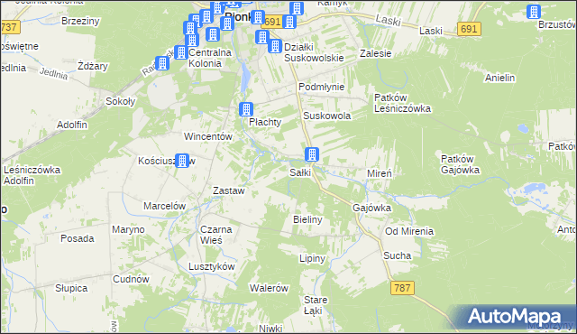 mapa Sałki gmina Pionki, Sałki gmina Pionki na mapie Targeo