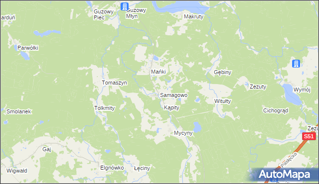 mapa Samagowo, Samagowo na mapie Targeo