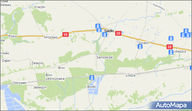 mapa Samostrzel gmina Sadki, Samostrzel gmina Sadki na mapie Targeo