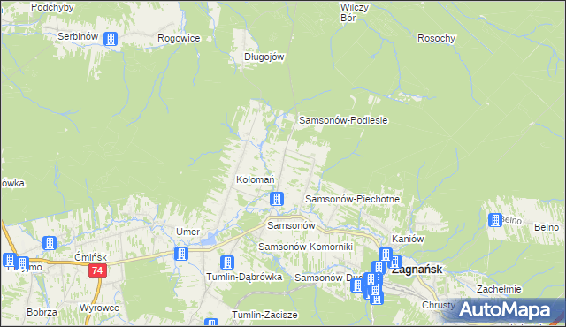 mapa Samsonów-Ciągłe, Samsonów-Ciągłe na mapie Targeo