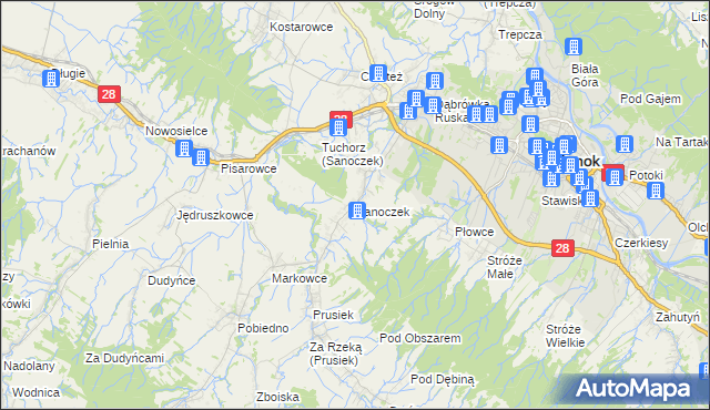 mapa Sanoczek, Sanoczek na mapie Targeo