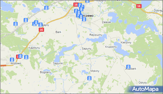 mapa Sapuny, Sapuny na mapie Targeo