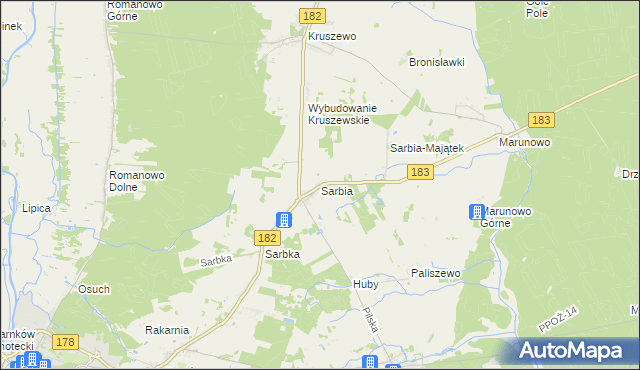 mapa Sarbia gmina Czarnków, Sarbia gmina Czarnków na mapie Targeo