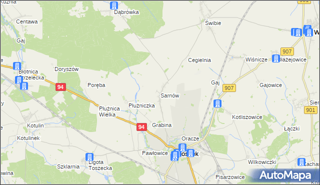 mapa Sarnów gmina Toszek, Sarnów gmina Toszek na mapie Targeo