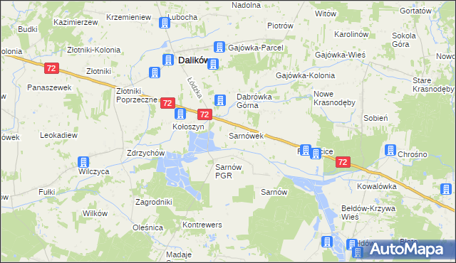 mapa Sarnówek gmina Dalików, Sarnówek gmina Dalików na mapie Targeo
