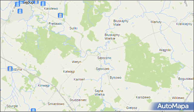 mapa Sątoczno gmina Korsze, Sątoczno gmina Korsze na mapie Targeo