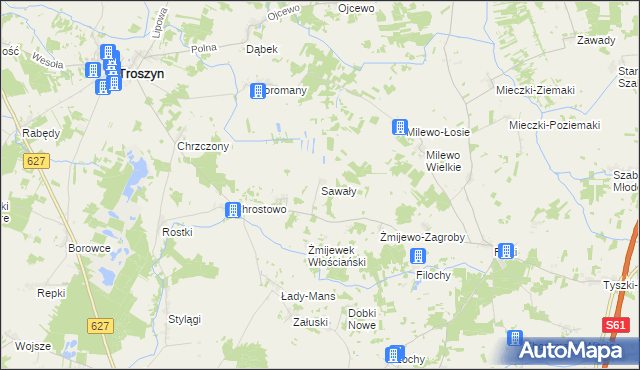 mapa Sawały, Sawały na mapie Targeo