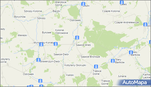 mapa Sawice-Wieś, Sawice-Wieś na mapie Targeo