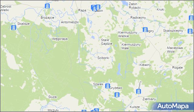 mapa Ściborki, Ściborki na mapie Targeo