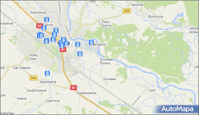 mapa Ścinawa Polska, Ścinawa Polska na mapie Targeo