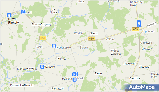 mapa Ściony, Ściony na mapie Targeo