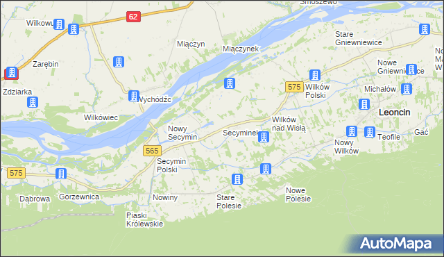 mapa Secyminek, Secyminek na mapie Targeo