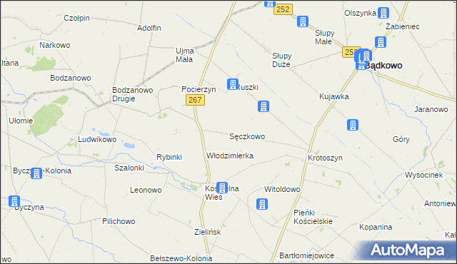 mapa Sęczkowo gmina Osięciny, Sęczkowo gmina Osięciny na mapie Targeo