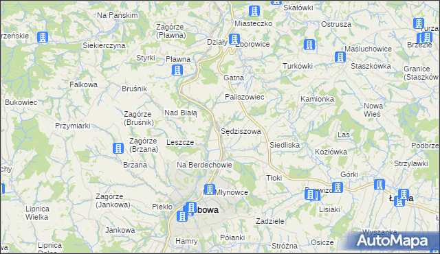 mapa Sędziszowa gmina Bobowa, Sędziszowa gmina Bobowa na mapie Targeo