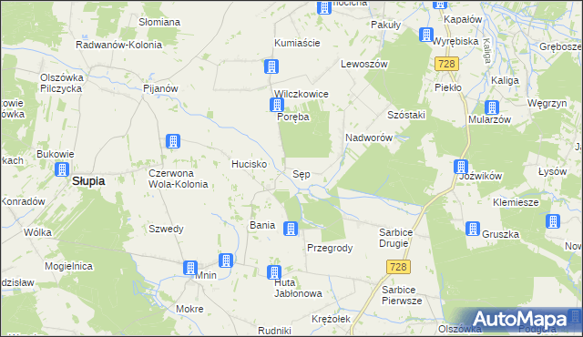 mapa Sęp, Sęp na mapie Targeo