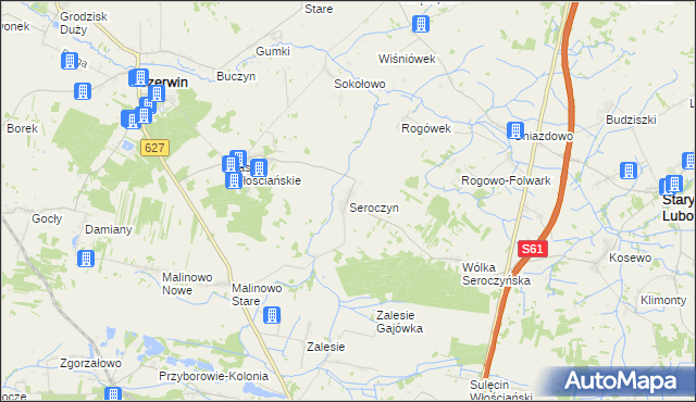 mapa Seroczyn gmina Czerwin, Seroczyn gmina Czerwin na mapie Targeo