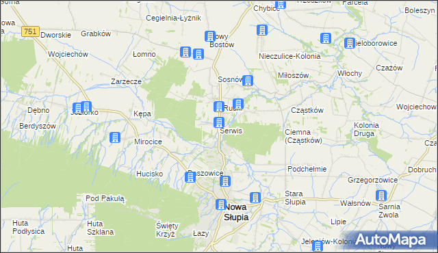 mapa Serwis, Serwis na mapie Targeo