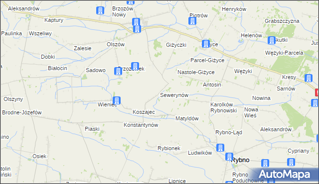mapa Sewerynów gmina Iłów, Sewerynów gmina Iłów na mapie Targeo