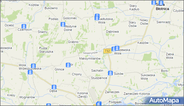 mapa Sewerynów gmina Przytyk, Sewerynów gmina Przytyk na mapie Targeo