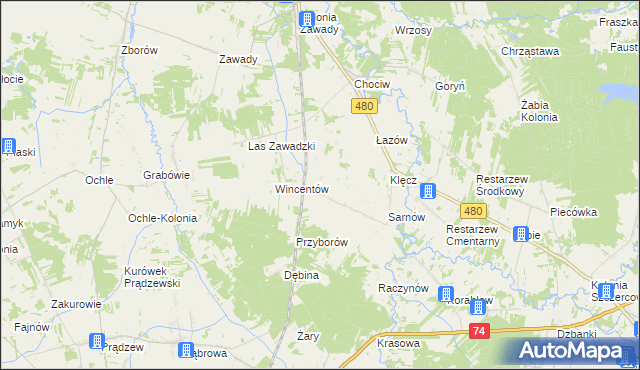 mapa Sewerynów gmina Widawa, Sewerynów gmina Widawa na mapie Targeo