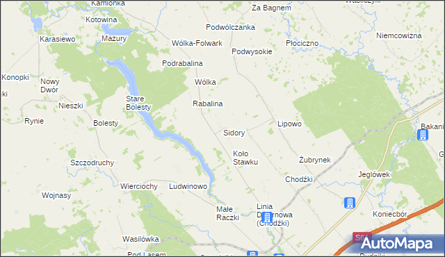 mapa Sidory gmina Raczki, Sidory gmina Raczki na mapie Targeo