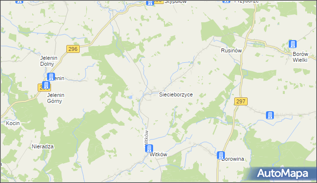 mapa Siecieborzyce, Siecieborzyce na mapie Targeo