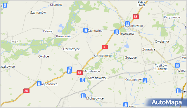 mapa Siedlakowice, Siedlakowice na mapie Targeo