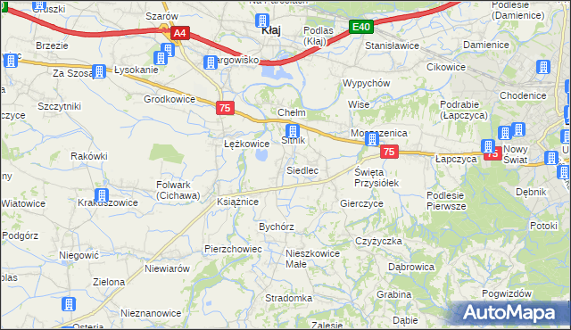 mapa Siedlec gmina Bochnia, Siedlec gmina Bochnia na mapie Targeo