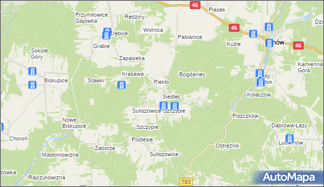 mapa Siedlec gmina Janów, Siedlec gmina Janów na mapie Targeo