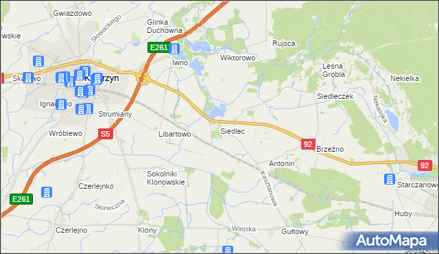 mapa Siedlec gmina Kostrzyn, Siedlec gmina Kostrzyn na mapie Targeo